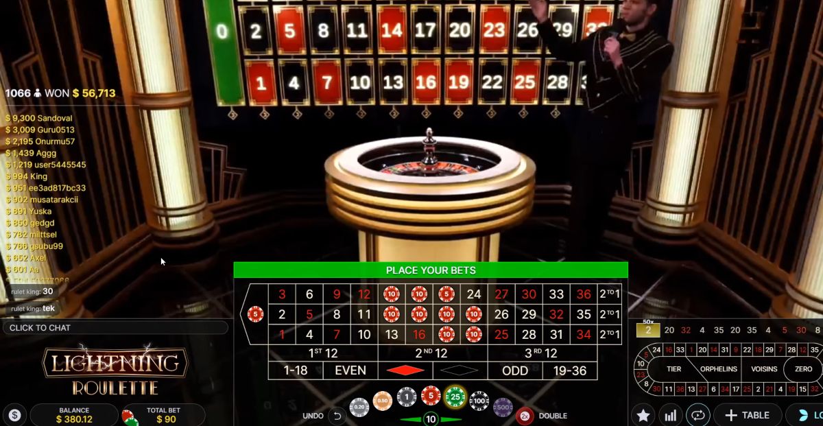 Lightning Roulette interfaccia Lightning Roulette interfaccia